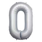Chrome White 0-9 Number Foil Balloon, 34in
