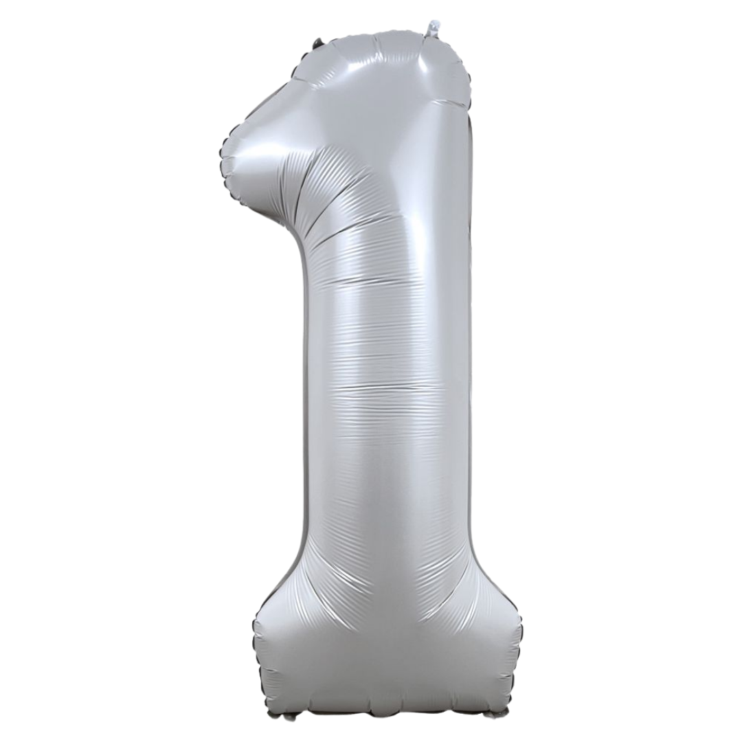 Chrome White 0-9 Number Foil Balloon, 34in
