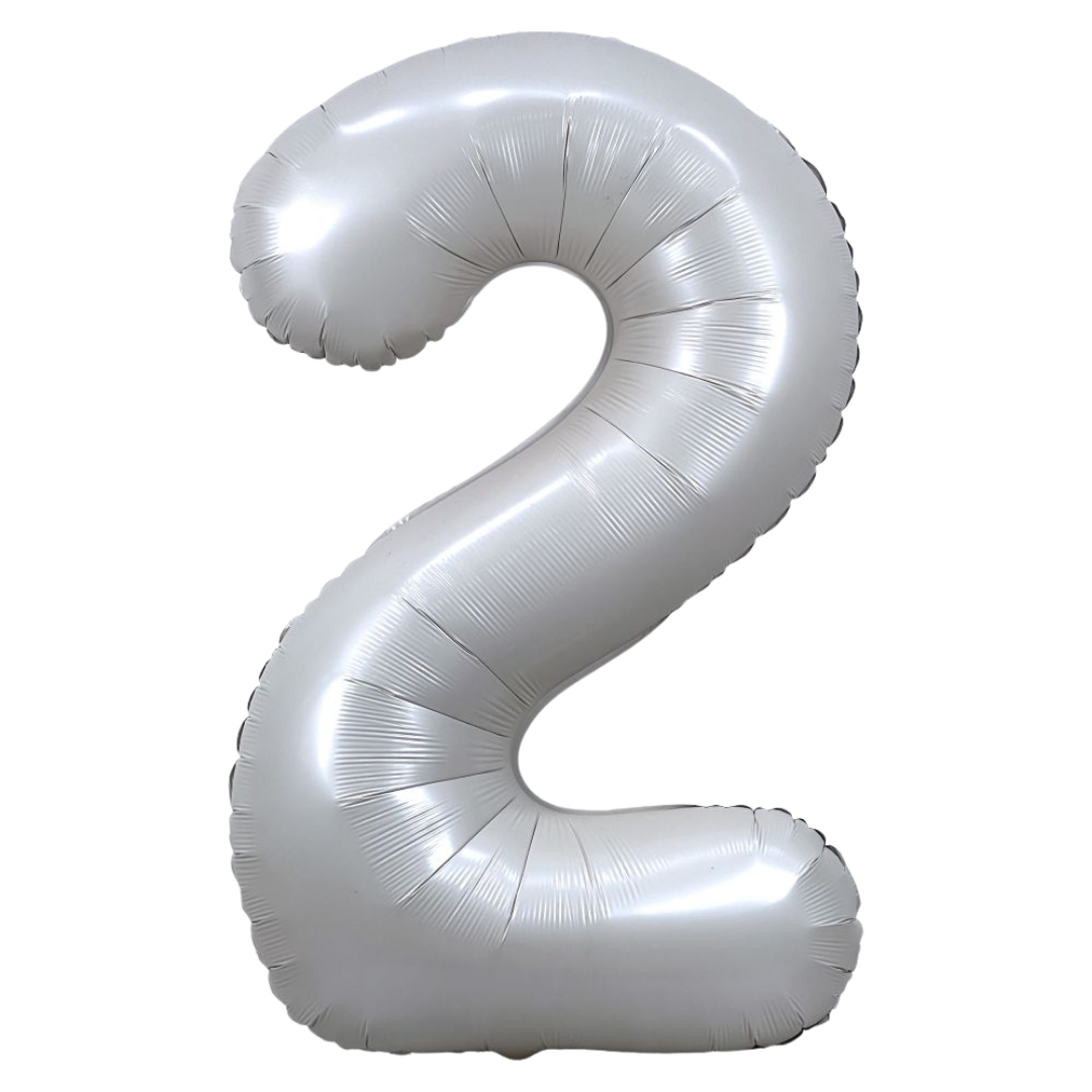 Chrome White 0-9 Number Foil Balloon, 34in