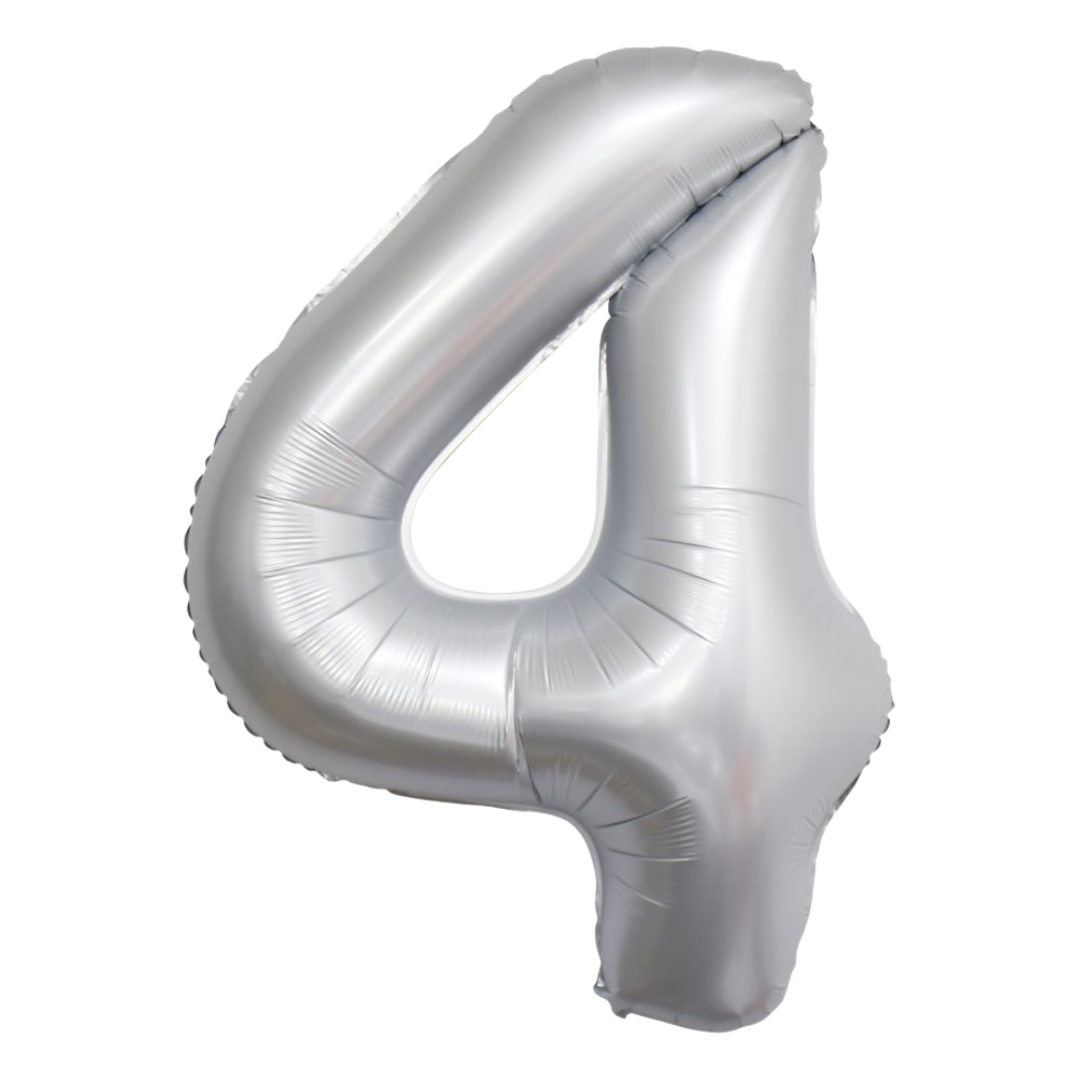 Chrome White 0-9 Number Foil Balloon, 34in