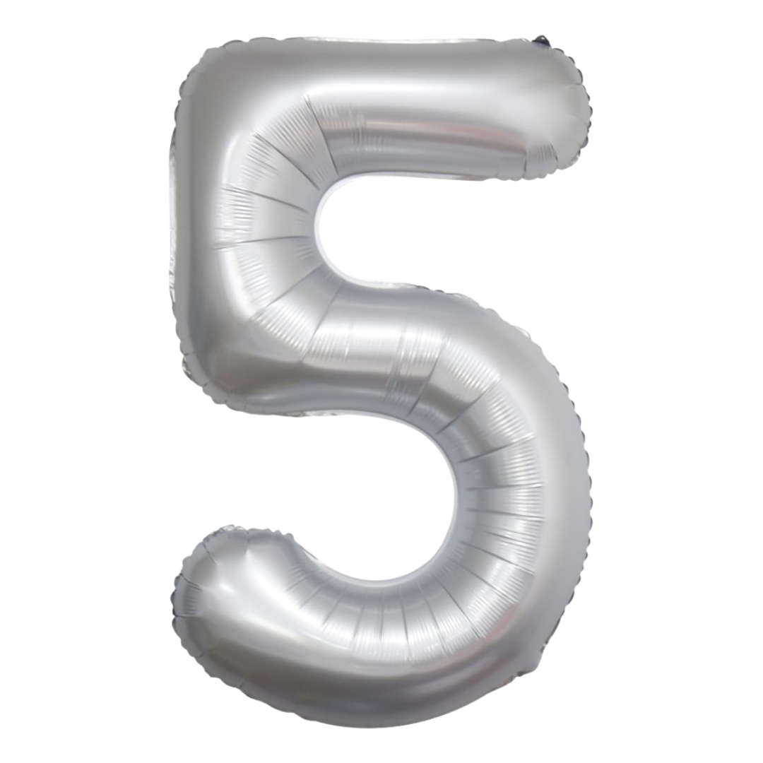 Chrome White 0-9 Number Foil Balloon, 34in