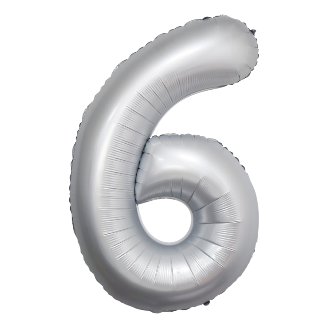 Chrome White 0-9 Number Foil Balloon, 34in
