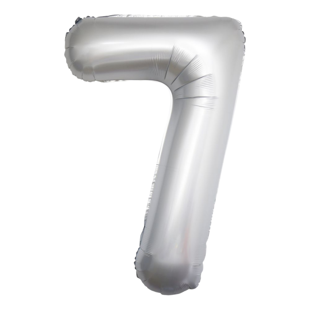Chrome White 0-9 Number Foil Balloon, 34in
