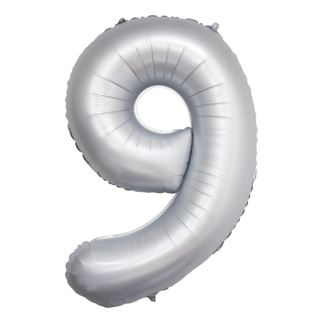 Chrome White 0-9 Number Foil Balloon, 34in
