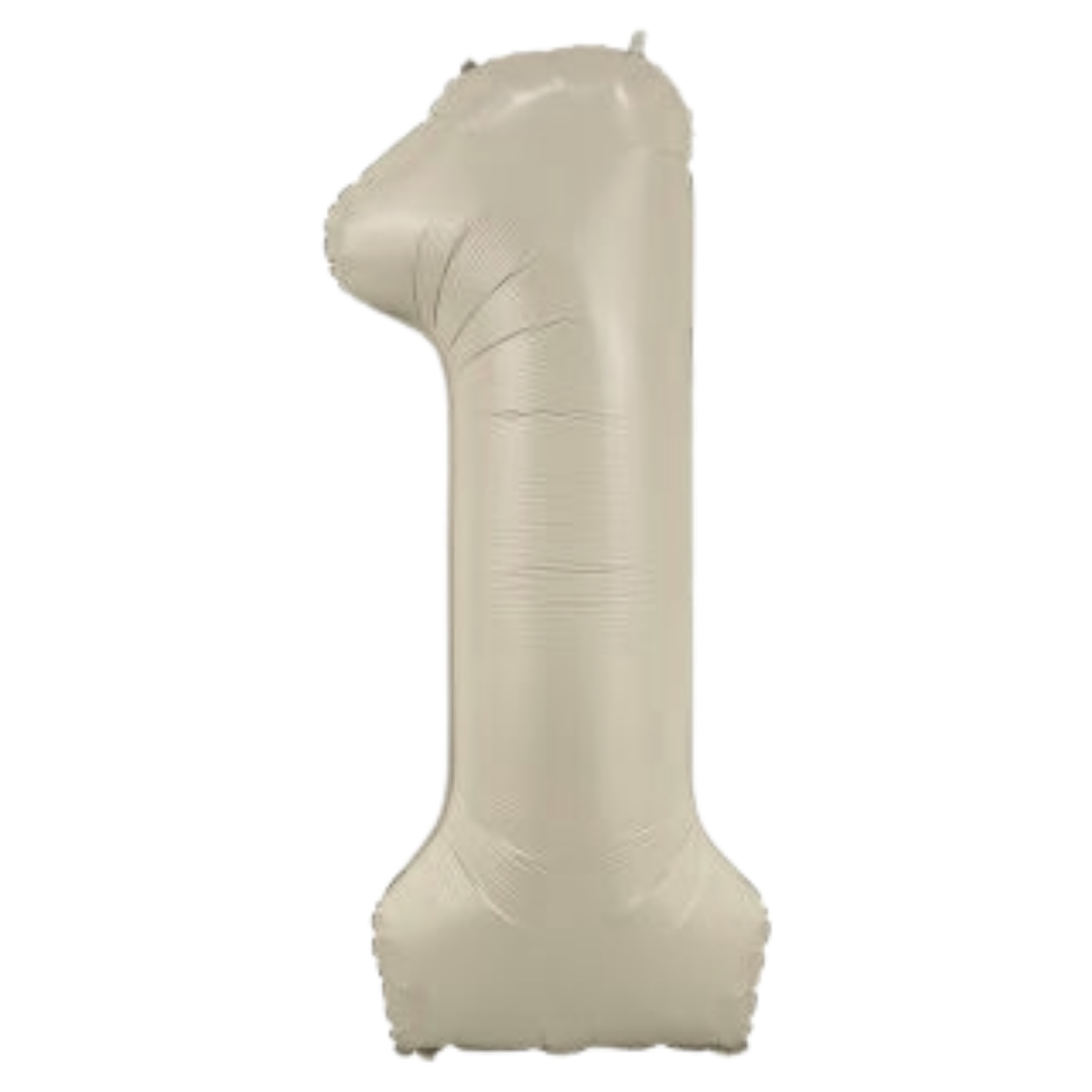 Cream 0-9 Number Foil Balloon, 34in