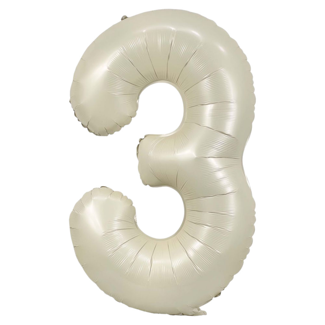 Cream 0-9 Number Foil Balloon, 34in