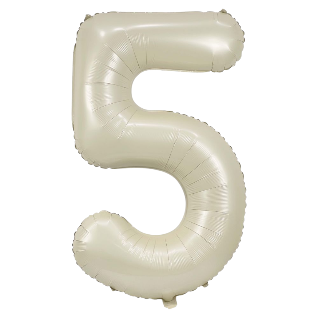 Cream 0-9 Number Foil Balloon, 34in