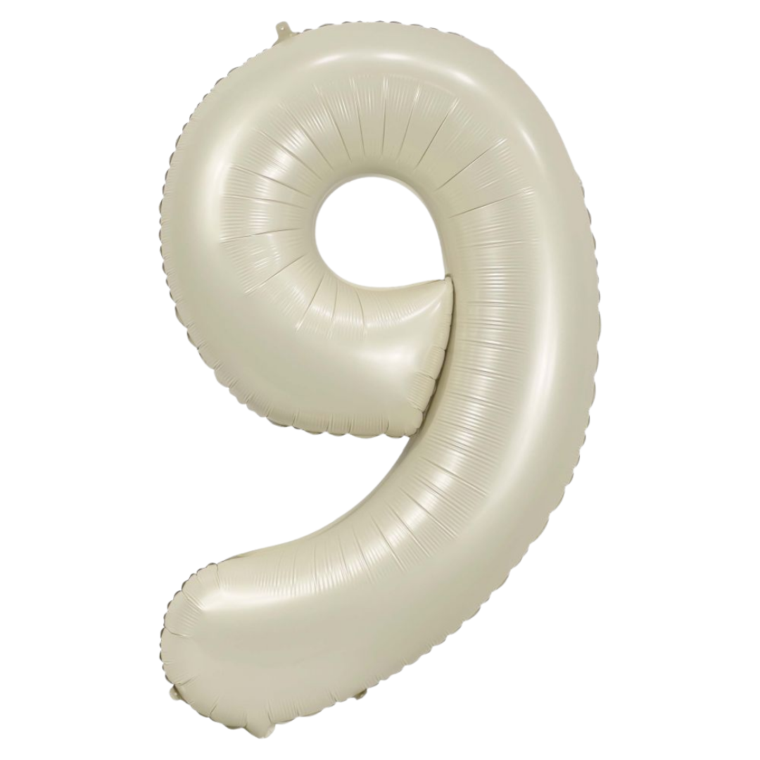 Cream 0-9 Number Foil Balloon, 34in