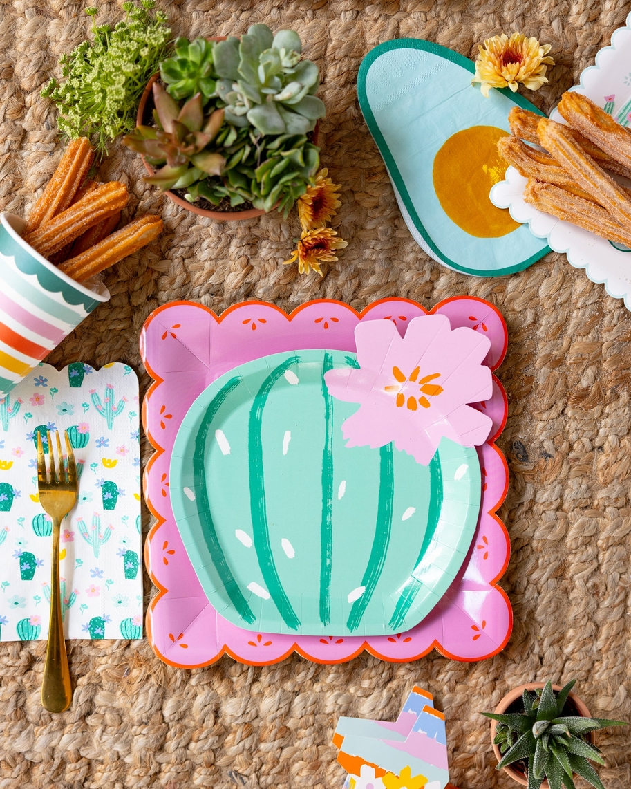 Pink and Green Fiesta Dinner Plates