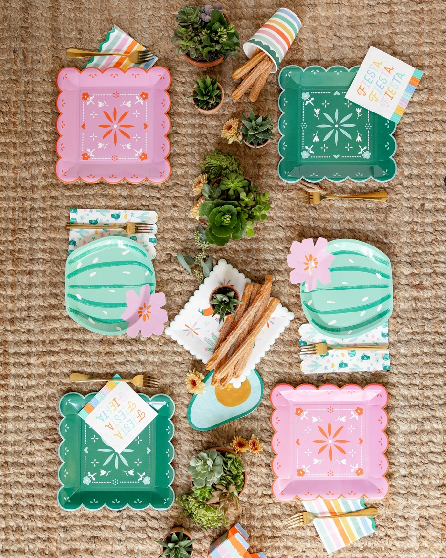 Pink and Green Fiesta Dinner Plates