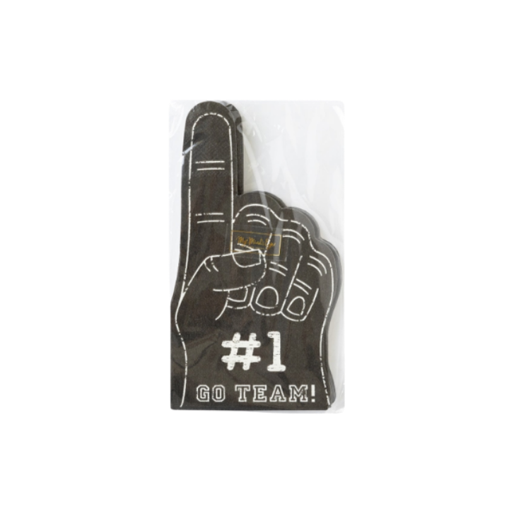 Black foam finger sports decoration with number one go team text for game day from Parte Haus party supply store in Bethesda MD