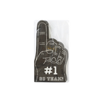 Black foam finger sports decoration with number one go team text for game day from Parte Haus party supply store in Bethesda MD