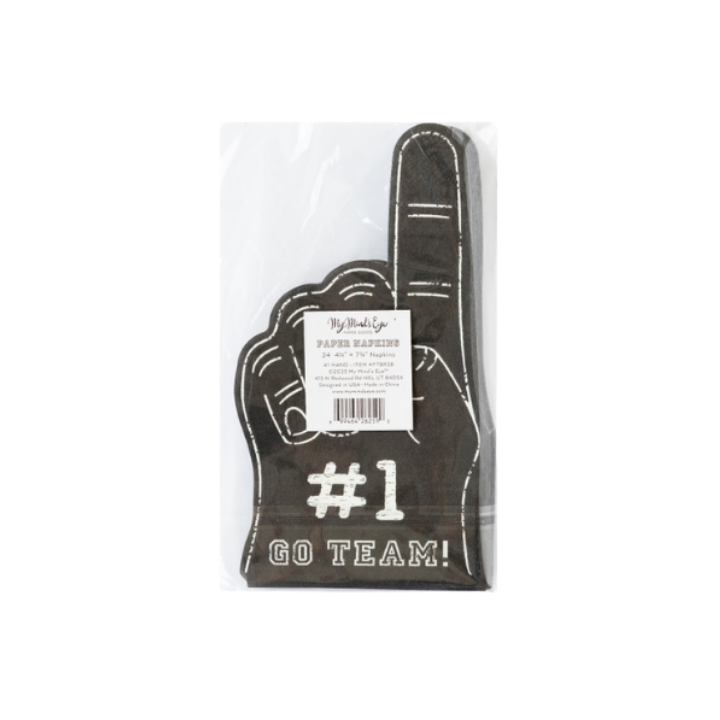 Gray Football #1 Hand Shaped Dinner Napkins