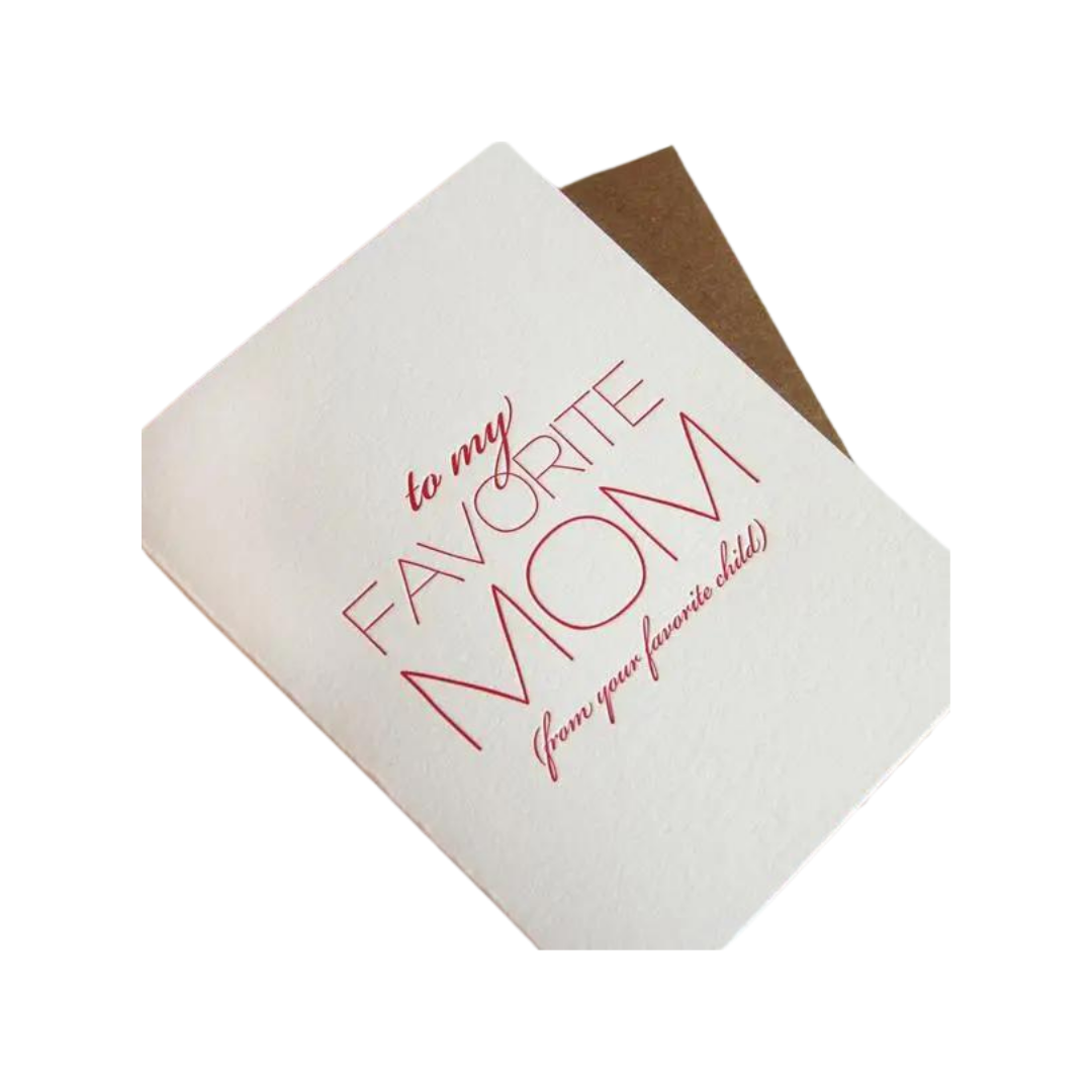 White and red letterpress Mother's Day greeting card for mom from Parte Haus party supply store in Bethesda MD