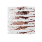 White and rose gold foil cocktail napkin with abstract stripes for celebrations from Parte Haus party supply store in Bethesda MD.