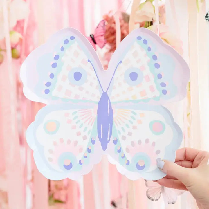 Pastel butterfly large plate with scalloped edge for birthday from Parte Haus party supply store in Bethesda Maryland