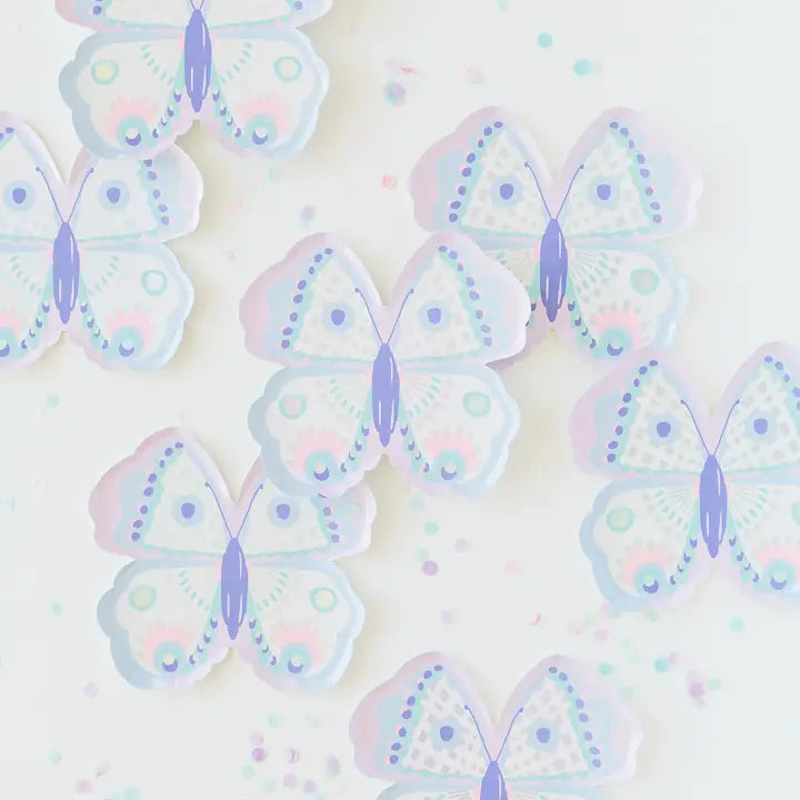 pastel butterfly plates with whimsical design kids birthday from Parte Haus party supply store in Bethesda Maryland