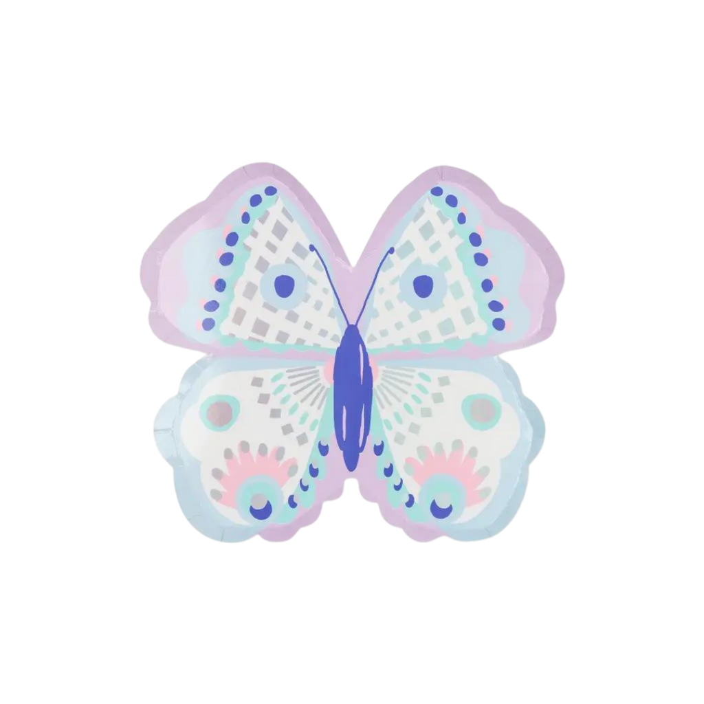 Pastel butterfly large plate shaped like a butterfly for birthday theme from Parte Haus party supply store in Bethesda MD