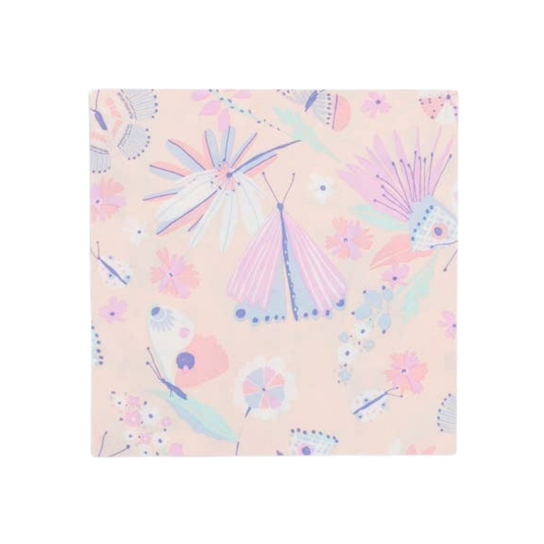 Peach pastel butterfly napkin with floral design spring theme from Parte Haus party supply store in Bethesda MD