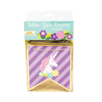 Purple unicorn banner with gold trim unicorn and flowers theme from Parte Haus party supply store in Bethesda Maryland