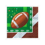 Green football napkin with field and confetti for birthday theme from Parte Haus party supply store in Bethesda Maryland
