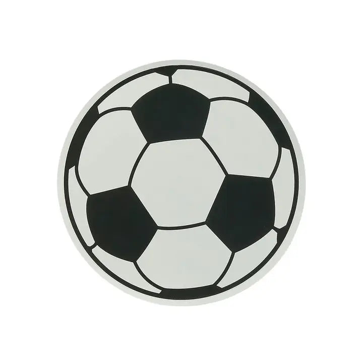 black and white football paper plate with soccer ball design birthday theme from Parte Haus party supply store in Bethesda Maryland