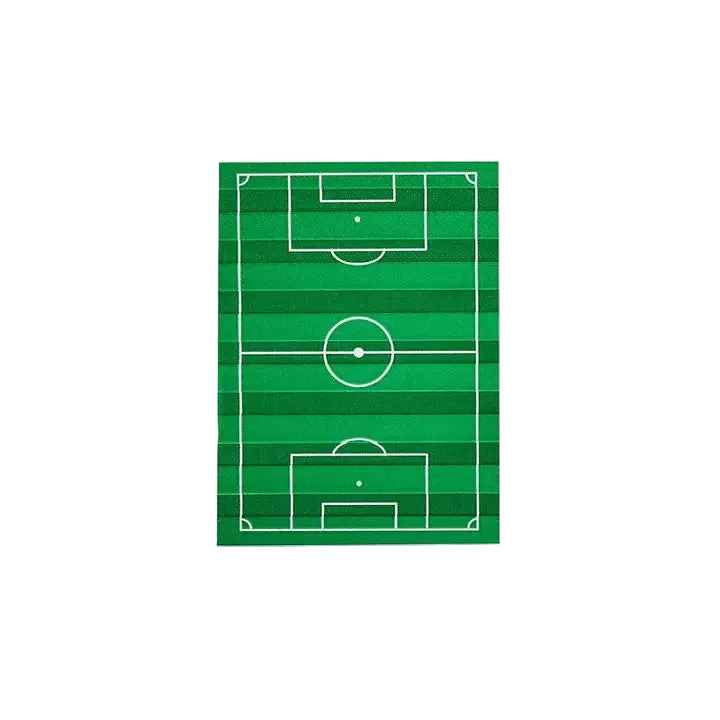 Green football pitch paper napkin with field lines sports theme from Parte Haus party supply store in Bethesda Maryland