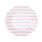 Pink striped paper dinner plate for birthday from Parte Haus party supply store in Bethesda Maryland