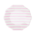Pink striped octagon small dinner plate for birthday or celebration from Parte Haus party supply store in Bethesda MD