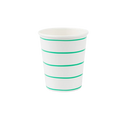 Clover green striped paper cup with simple design for celebrations from Parte Haus party supply store in Bethesda MD