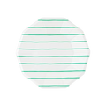 Clover green striped large plate with octagonal shape for celebrations from Parte Haus party supply store in Bethesda Maryland