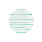 Clover green striped small plate with scalloped edges birthday from Parte Haus party supply store in Bethesda MD