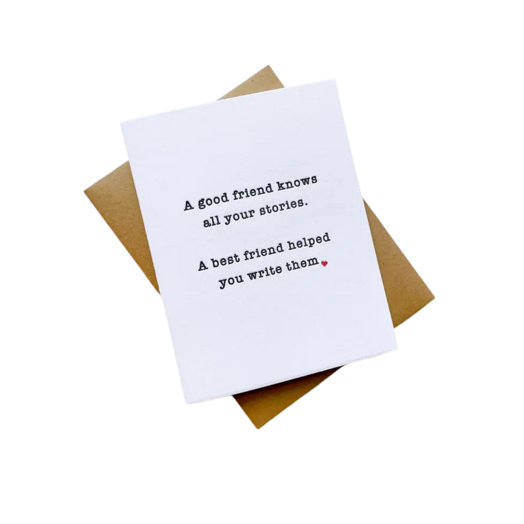 White love and friendship card with brown envelope sentimental message from Parte Haus party supply store in Bethesda Maryland