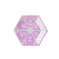 Frosted pink hexagon small plate with snowflake design for winter holiday from Parte Haus party supply store in Bethesda MD