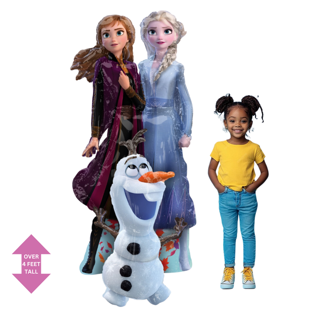 Colorful Frozen 2 Elsa Anna Olaf airwalker balloon for birthday theme from Parte Haus party supply store in Bethesda MD