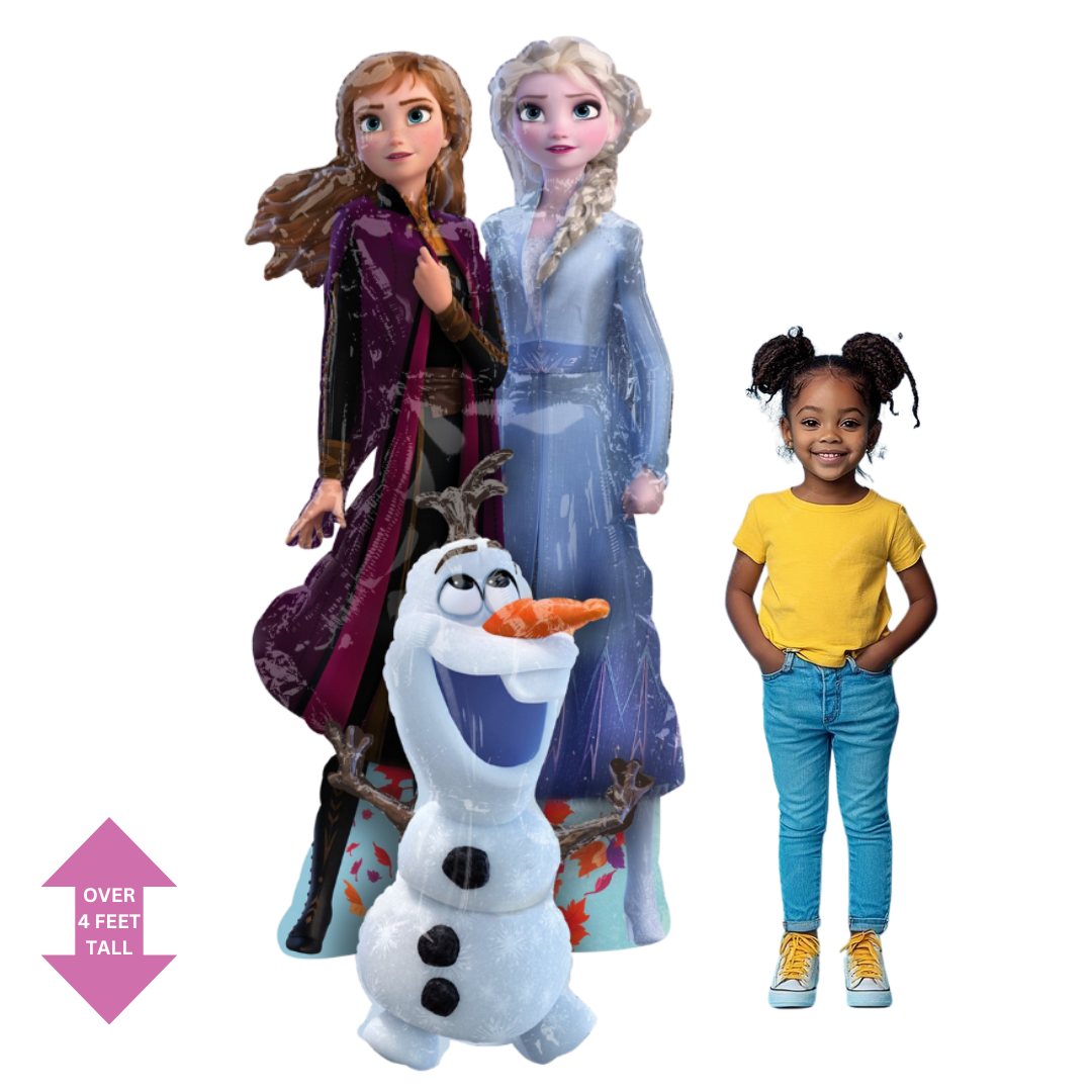 Colorful Frozen 2 Elsa Anna Olaf airwalker balloon for birthday theme from Parte Haus party supply store in Bethesda MD