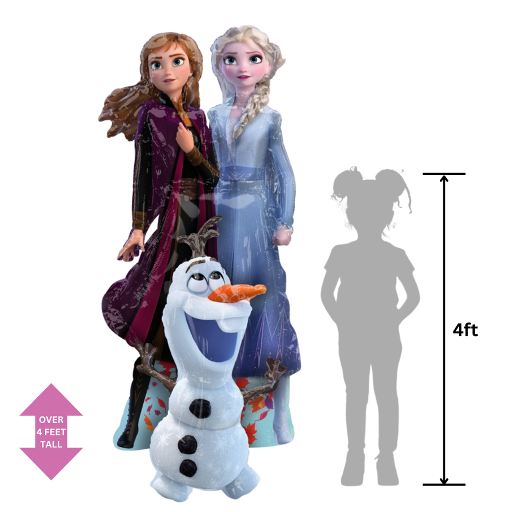 Frozen Elsa Anna Olaf multicolor airwalker balloon with characters for birthday from Parte Haus party supply store in Bethesda Maryland