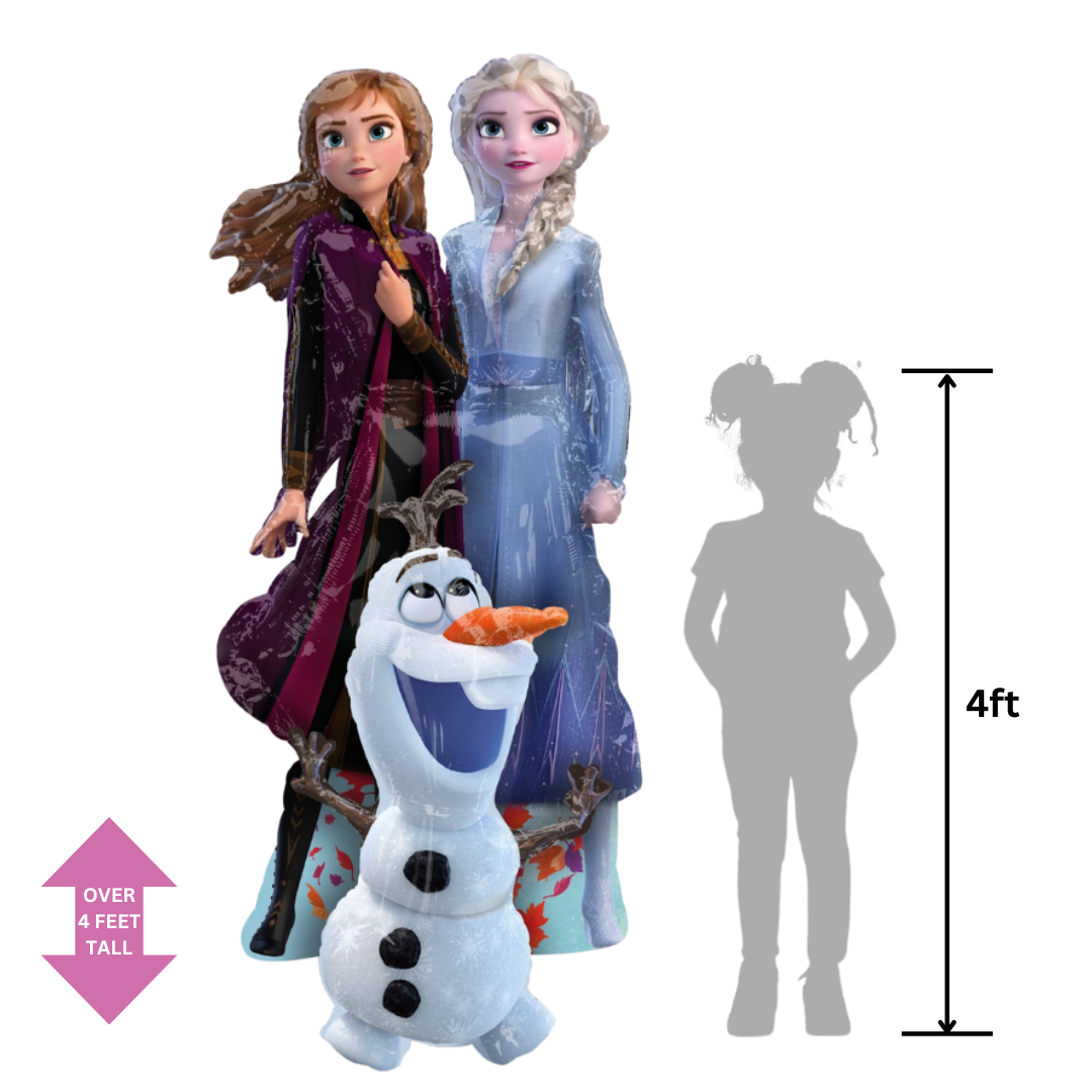 Frozen Elsa Anna Olaf multicolor airwalker balloon with characters for birthday from Parte Haus party supply store in Bethesda Maryland