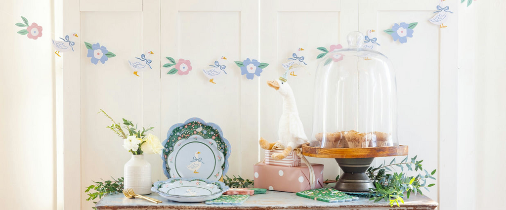 Pastel Garden Goose Paper Banner