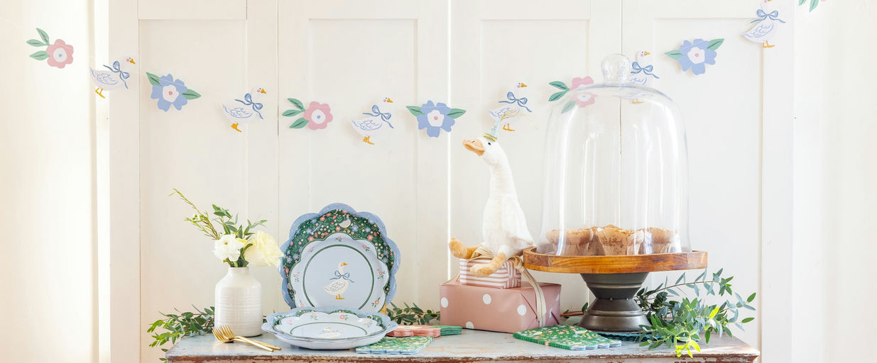 Pastel Garden Goose Paper Banner