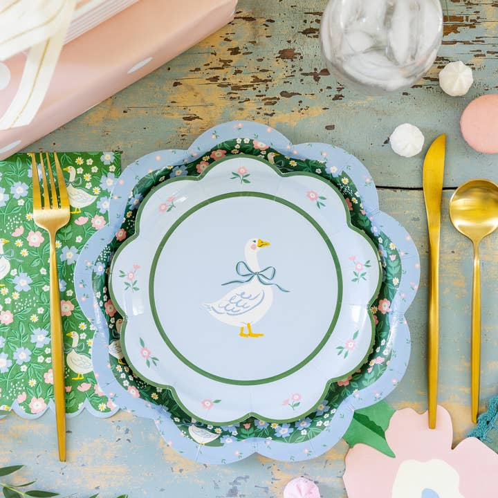 Green Goose Pattern Dinner Napkins