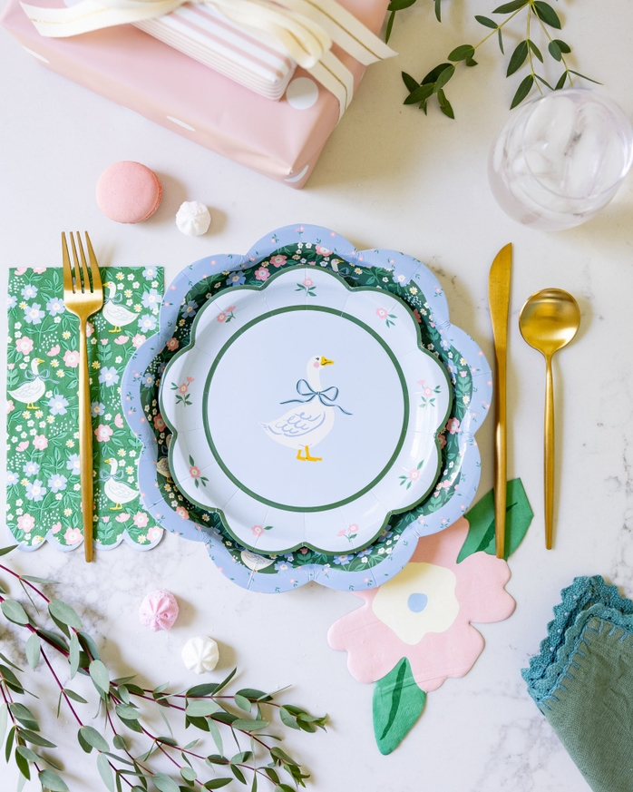 Green Goose Pattern Dinner Napkins