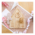 Natural wood gingerbread house tray with gingerbread cookies Christmas theme from Parte Haus party supply store in Bethesda MD