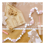 Brown gingerbread house bamboo tray with cookies Christmas decor from Parte Haus party supply store in Bethesda MD