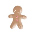 Brown gingerbread man balloon with white icing and peppermint buttons Christmas from Parte Haus party supply store in Bethesda MD
