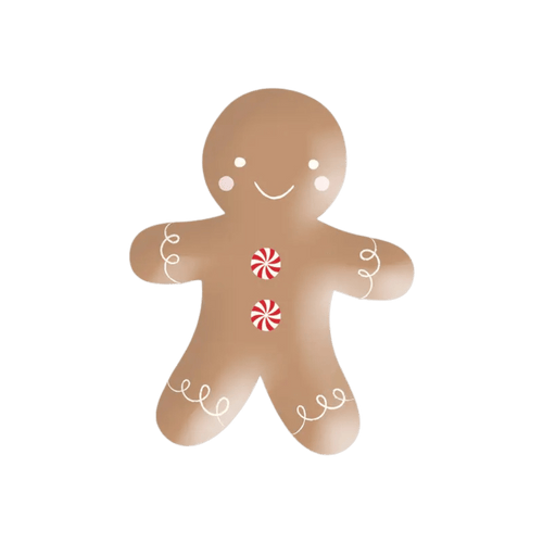 Brown gingerbread man balloon with white icing and peppermint buttons Christmas from Parte Haus party supply store in Bethesda MD