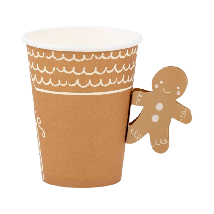 Brown Ginger Bread Handle Christmas Paper Cup