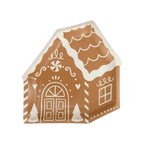 Brown gingerbread house plate with white frosting design Christmas holiday from Parte Haus party supply store in Bethesda MD