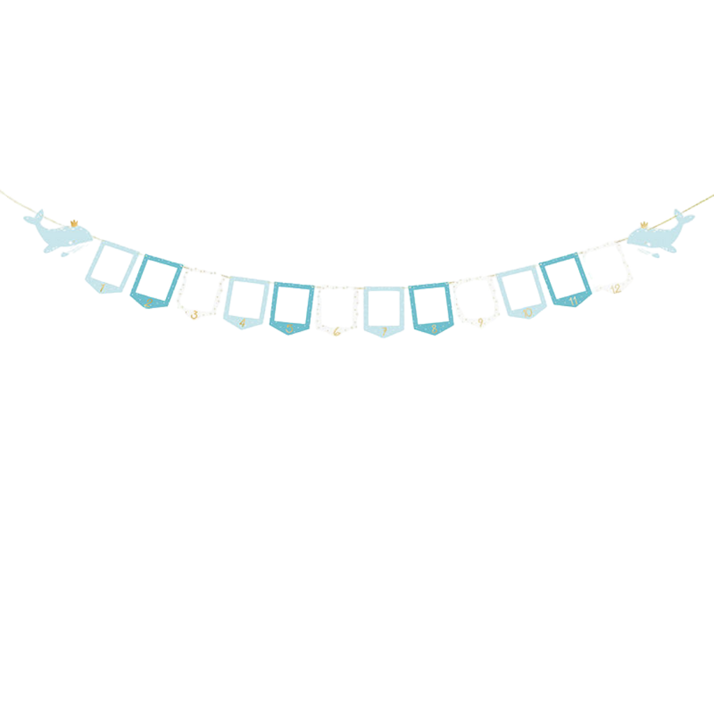 Blue and White Whale Photo Frame Garland