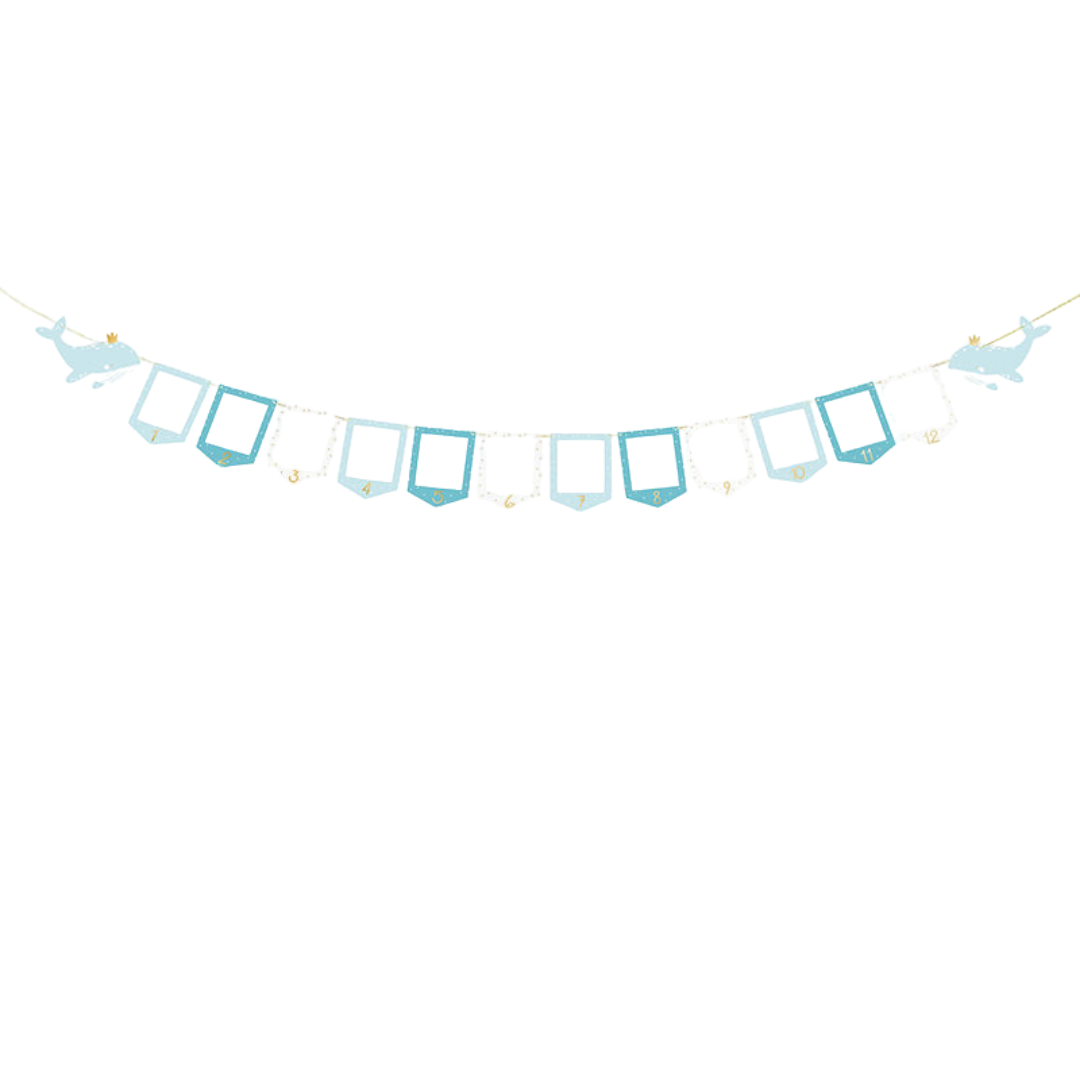 Blue and White Whale Photo Frame Garland